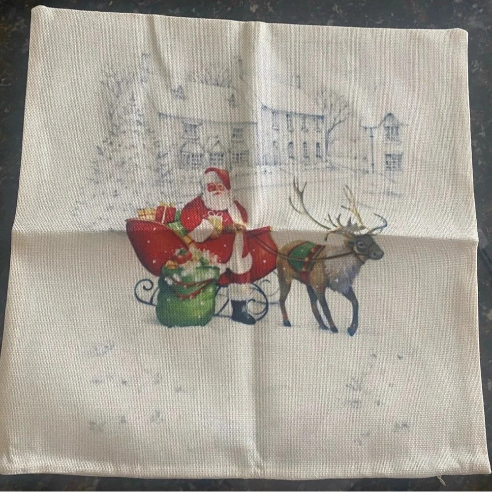 Christmas 17.5” x 17.5” Snowy Santa English British Letter Box Cushion Cases x4